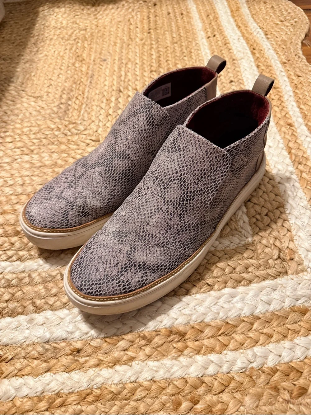 Toms Women’s Slip-On Snake-Print Casual Sneakers in Grey